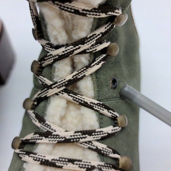 Skechers Boots Womens 8 Green Suede Leather Trail Troop Mid Calf Sherpa Hiking - Picture 10 of 11